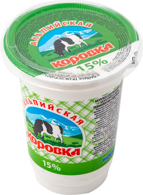Сметанный продукт Альпийская коровка 15%, 400г Сметанный продукт Альпийская коровка 15%, 400г