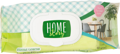 Салфетки влажные Home Story хозяйственные универсальные 6в1, 80шт Салфетки влажные Home Story хозяйственные универсальные 6в1, 80шт
