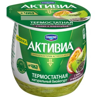 Биойогурт Активиа термостатный киви-маракуйя-семена чиа высокобелковый 2.8%, 170г Биойогурт Активиа термостатный киви-маракуйя-семена чиа высокобелковый 2.8%, 170г