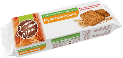 Печенье Хлебный Спас Мультизлаковое сдобное на фруктозе, 134г Печенье Хлебный Спас Мультизлаковое сдобное на фруктозе, 134г