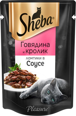 Корм Sheba Ломтики в соусе с говядиной и кроликом для кошек, 85г Корм Sheba Ломтики в соусе с говядиной и кроликом для кошек, 85г