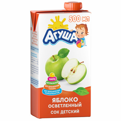 Сок детский Агуша Яблоко осветленный 500мл Сок детский Агуша Яблоко осветленный 500мл