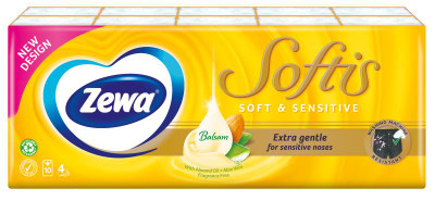 Платки носовые бумажные Zewa Softis Soft & Sensitive 4 слоя, 9x10шт Платки носовые бумажные Zewa Softis Soft & Sensitive 4 слоя, 9x10шт
