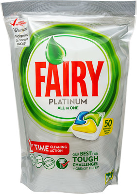 Таблетки Fairy Platinum All in 1 лимон, 50шт Таблетки Fairy Platinum All in 1 лимон, 50шт