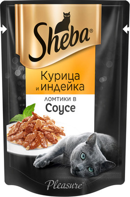 Корм Sheba Ломтики в соусе с курицей и индейкой для кошек, 85г Корм Sheba Ломтики в соусе с курицей и индейкой для кошек, 85г