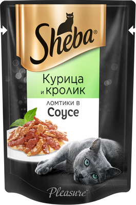 Корм Sheba Ломтики в соусе с курицей и кроликом для кошек, 85г Корм Sheba Ломтики в соусе с курицей и кроликом для кошек, 85г