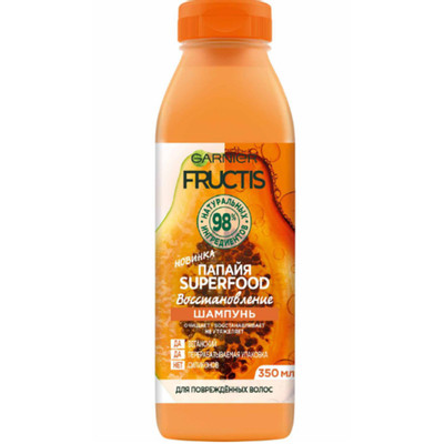 Шампунь Garnier Fructis SuperFood для восстановления волос папайя, 350мл Шампунь Garnier Fructis SuperFood для восстановления волос папайя, 350мл