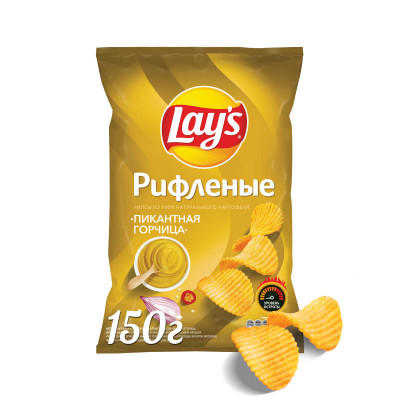 Чипсы Lay's Рифленые Пикантная горчица, 150г Чипсы Lay's Рифленые Пикантная горчица, 150г