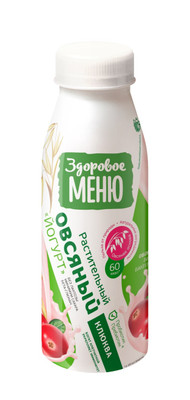 Йогурт Здоровое Меню овсяный клюква, 330мл Йогурт Здоровое Меню овсяный клюква, 330мл