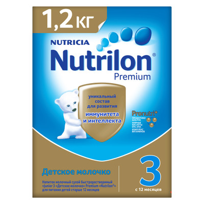 Смесь Nutrilon 3 Premium молочная с 12 месяцев, 1.2кг Смесь Nutrilon 3 Premium молочная с 12 месяцев, 1.2кг