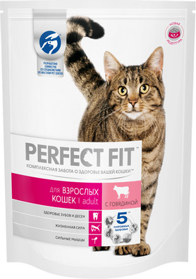 Корм сухой Perfect Fit Adult с говядиной для кошек, 650г Корм сухой Perfect Fit Adult с говядиной для кошек, 650г