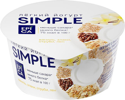 Йогурт Epica Simple ваниль-злаки-семена льна-отруби 1.7%, 130г Йогурт Epica Simple ваниль-злаки-семена льна-отруби 1.7%, 130г