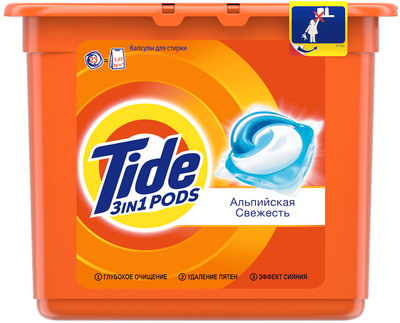 Капсулы для стирки Tide 3in1 Pods Альпийская свежесть, 23шт Капсулы для стирки Tide 3in1 Pods Альпийская свежесть, 23шт