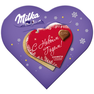 Конфеты Milka из молочного шоколада с ореховой начинкой, 44г Конфеты Milka из молочного шоколада с ореховой начинкой, 44г