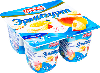 Продукт йогуртный Эрмигурт персик-манго 3.2%, 100г Продукт йогуртный Эрмигурт персик-манго 3.2%, 100г