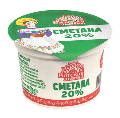 Сметана Вятская дымка классическая 20%, 250г Сметана Вятская дымка классическая 20%, 250г