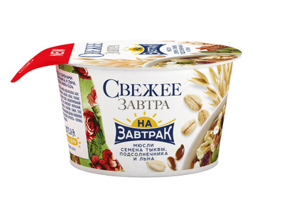 Йогурт Свежее Завтра с мюсли семенами тыквы подсолнечника и льна 6%, 150г Йогурт Свежее Завтра с мюсли семенами тыквы подсолнечника и льна 6%, 150г