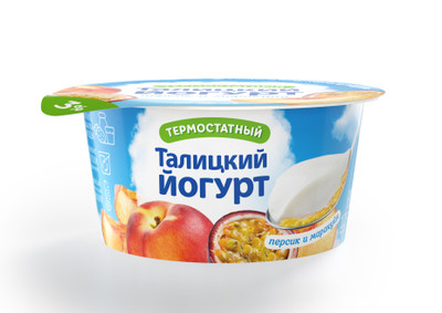 Йогурт Талицкий термостатный персик-маракуйя 3%, 125г Йогурт Талицкий термостатный персик-маракуйя 3%, 125г