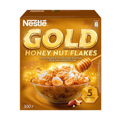Хлопья кукурузные Gold Honey Nut Flakes с мёдом и арахисом, 300г Хлопья кукурузные Gold Honey Nut Flakes с мёдом и арахисом, 300г