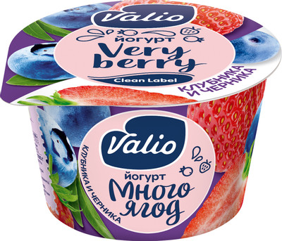 Йогурт Valio черника-клубника 2.6%, 180г Йогурт Valio черника-клубника 2.6%, 180г
