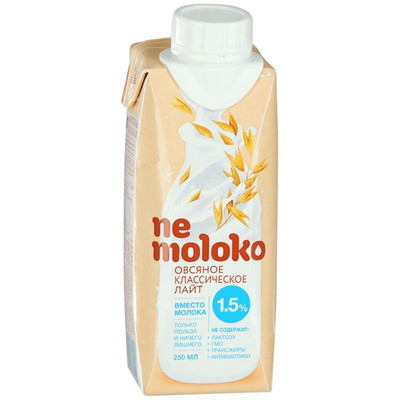 Напиток овсяный Nemoloko классический лайт 1.5%, 250мл Напиток овсяный Nemoloko классический лайт 1.5%, 250мл