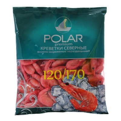 Креветки Polar 120/170 варёно-мороженые неразделанные, 500г Креветки Polar 120/170 варёно-мороженые неразделанные, 500г