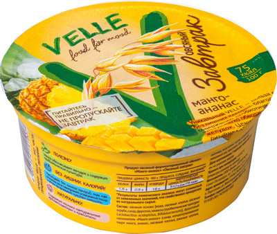 Продукт овсяный Velle Завтрак манго-ананас, 175г Продукт овсяный Velle Завтрак манго-ананас, 175г
