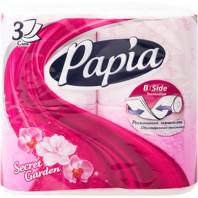 Бумага туалетная Papia Таинственный сад 3 слоя, 4шт Бумага туалетная Papia Таинственный сад 3 слоя, 4шт