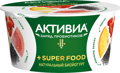 Биойогурт Активиа Super Food персик-гуава-годжи-базилик 2.4%, 140г Биойогурт Активиа Super Food персик-гуава-годжи-базилик 2.4%, 140г