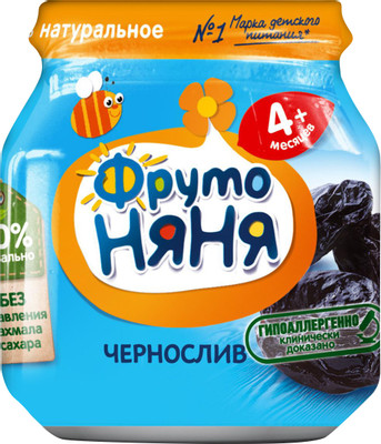 Пюре ФрутоНяня из чернослива с 4 месяцев, 100г Пюре ФрутоНяня из чернослива с 4 месяцев, 100г
