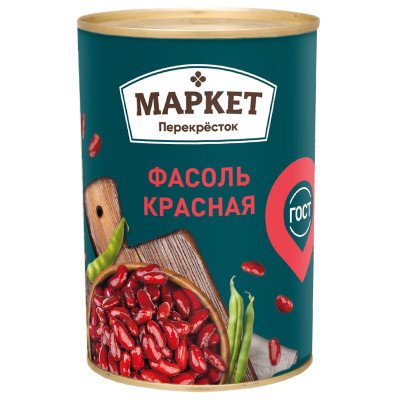 Фасоль красная Маркет Перекрёсток натуральная, 400г Фасоль красная Маркет Перекрёсток натуральная, 400г