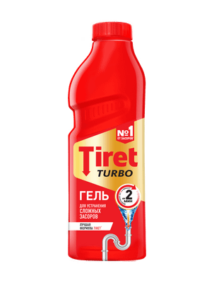 Гель Tiret Turbo для устранения засоров, 1л Гель Tiret Turbo для устранения засоров, 1л