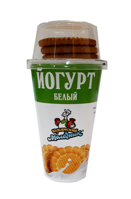 Йогурт Кубанский Молочник белый с сахарным печеньем 2.5%, 238г Йогурт Кубанский Молочник белый с сахарным печеньем 2.5%, 238г