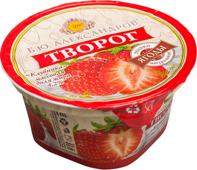 Творог Б.Ю.Александров клубника 4.2%, 150г Творог Б.Ю.Александров клубника 4.2%, 150г