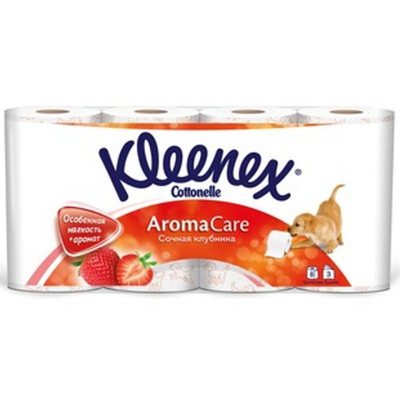 Бумага туалетная Kleenex Сочная клубника 3 слоя, 8шт Бумага туалетная Kleenex Сочная клубника 3 слоя, 8шт