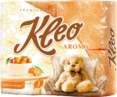 Бумага туалетная Kleo Aroma Мандарин 3 слоя, 4шт Бумага туалетная Kleo Aroma Мандарин 3 слоя, 4шт