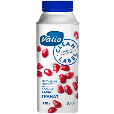 Йогурт питьевой Valio Clean Label гранат 0.4%, 330г Йогурт питьевой Valio Clean Label гранат 0.4%, 330г