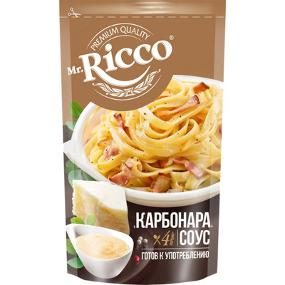 Соус Mr. Ricco Карбонара на основе растительных масел, 370г Соус Mr. Ricco Карбонара на основе растительных масел, 370г
