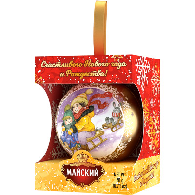 Чай Майский Новогодний шар чёрный листовой, 20г Чай Майский Новогодний шар чёрный листовой, 20г