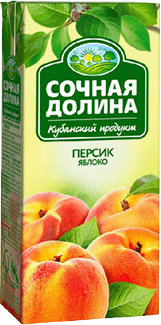 Нектар Сочная Долина персик-яблоко с мякотью, 200мл Нектар Сочная Долина персик-яблоко с мякотью, 200мл