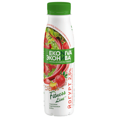 Йогурт Эконива Fitness Line клубника-ревень-лён 2.5%, 300г Йогурт Эконива Fitness Line клубника-ревень-лён 2.5%, 300г