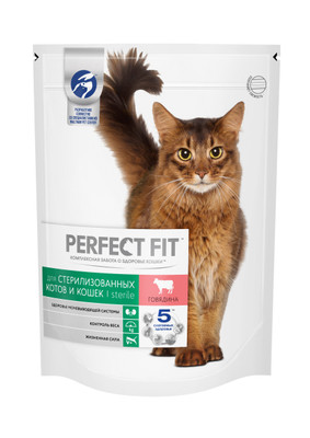 Корм сухой Perfect Fit Sterile с говядиной для стерилизованных кошек, 650г Корм сухой Perfect Fit Sterile с говядиной для стерилизованных кошек, 650г