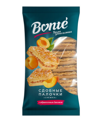 Палочки Bonte Снежка сдобные с абрикосовым джемом, 370г Палочки Bonte Снежка сдобные с абрикосовым джемом, 370г