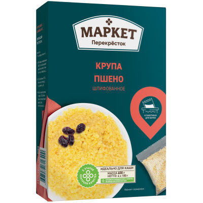 Пшено Маркет Перекрёсток шлифованное, 4х100г Пшено Маркет Перекрёсток шлифованное, 4х100г