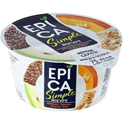 Йогурт Epica Simple яблоко-тыква-злаки-лён 1.7%, 130г Йогурт Epica Simple яблоко-тыква-злаки-лён 1.7%, 130г