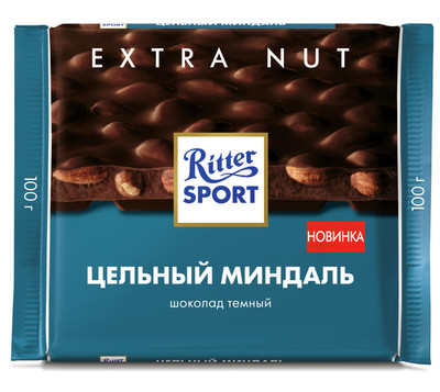Шоколад тёмный Ritter Sport Цельный миндаль, 100г Шоколад тёмный Ritter Sport Цельный миндаль, 100г