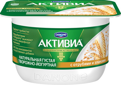 Биопродукт Активиа творожный отруби-злаки 4.2%, 130г Биопродукт Активиа творожный отруби-злаки 4.2%, 130г