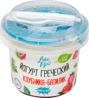 Йогурт Icecro греческий клубника-базилик 3%, 125г Йогурт Icecro греческий клубника-базилик 3%, 125г