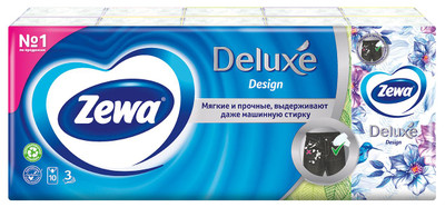 Платки ZEWA+ Делюкс Мир Саванны носовые 3 слойная, 10шт Платки ZEWA+ Делюкс Мир Саванны носовые 3 слойная, 10шт