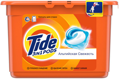Капсулы для стирки Tide Go Pods Альпийская свежесть, 15шт Капсулы для стирки Tide Go Pods Альпийская свежесть, 15шт